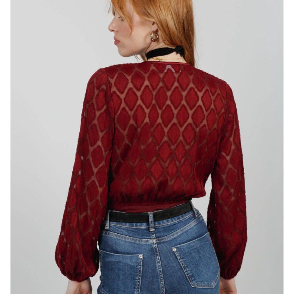 Band Of The Free‎ Bodysuit Womens XS Merlot Agatha Merlot Surplice Bodysuit - Picture 3 of 12